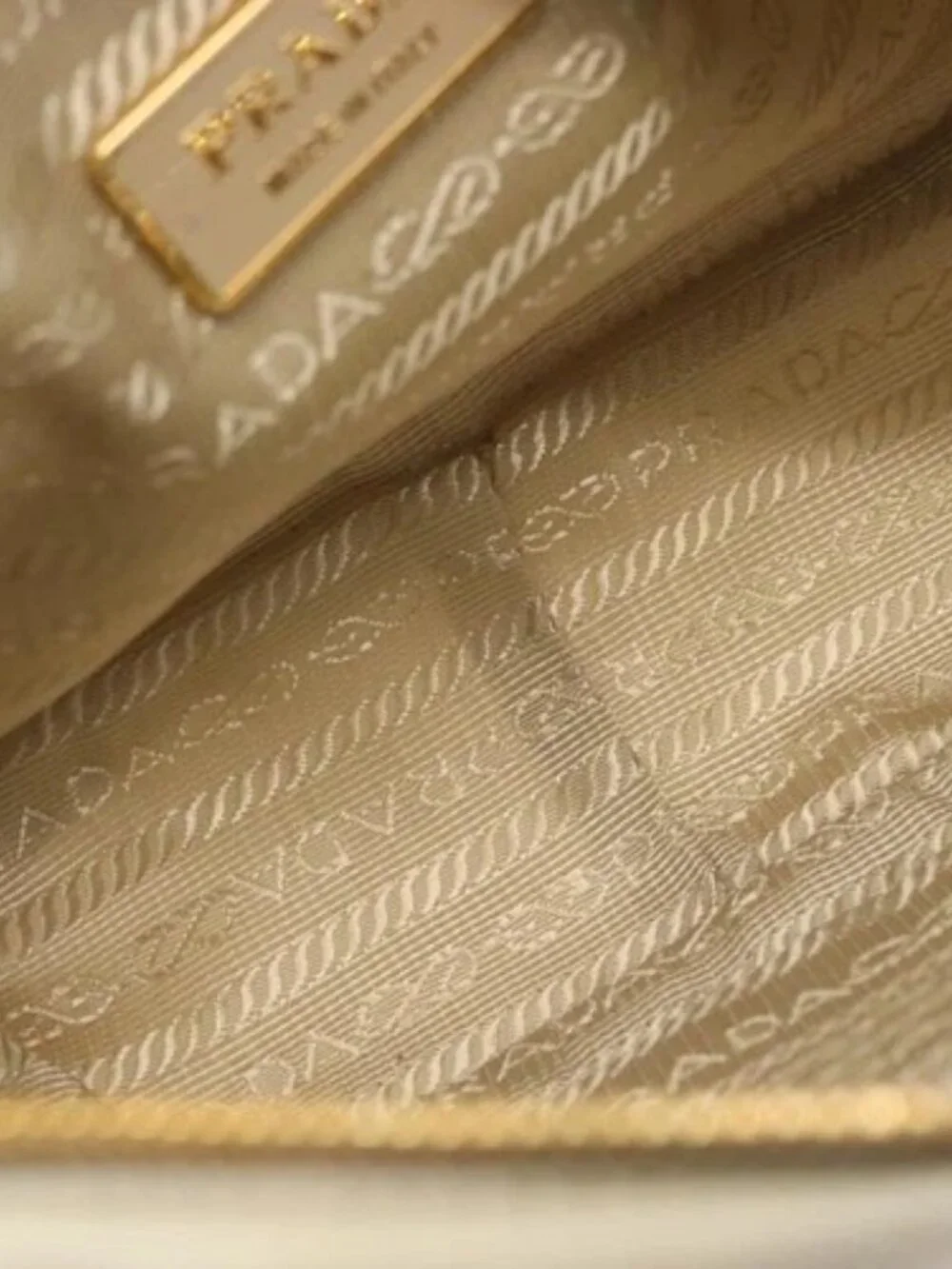 PRADA Shoulder Bag Nylon Ivory Gold Auth 168292 - Picture 9 of 16